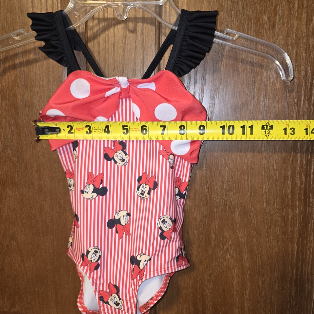 Disney Red and White Minnie Mouse Striped Swimsuit - Picture 2 of 8